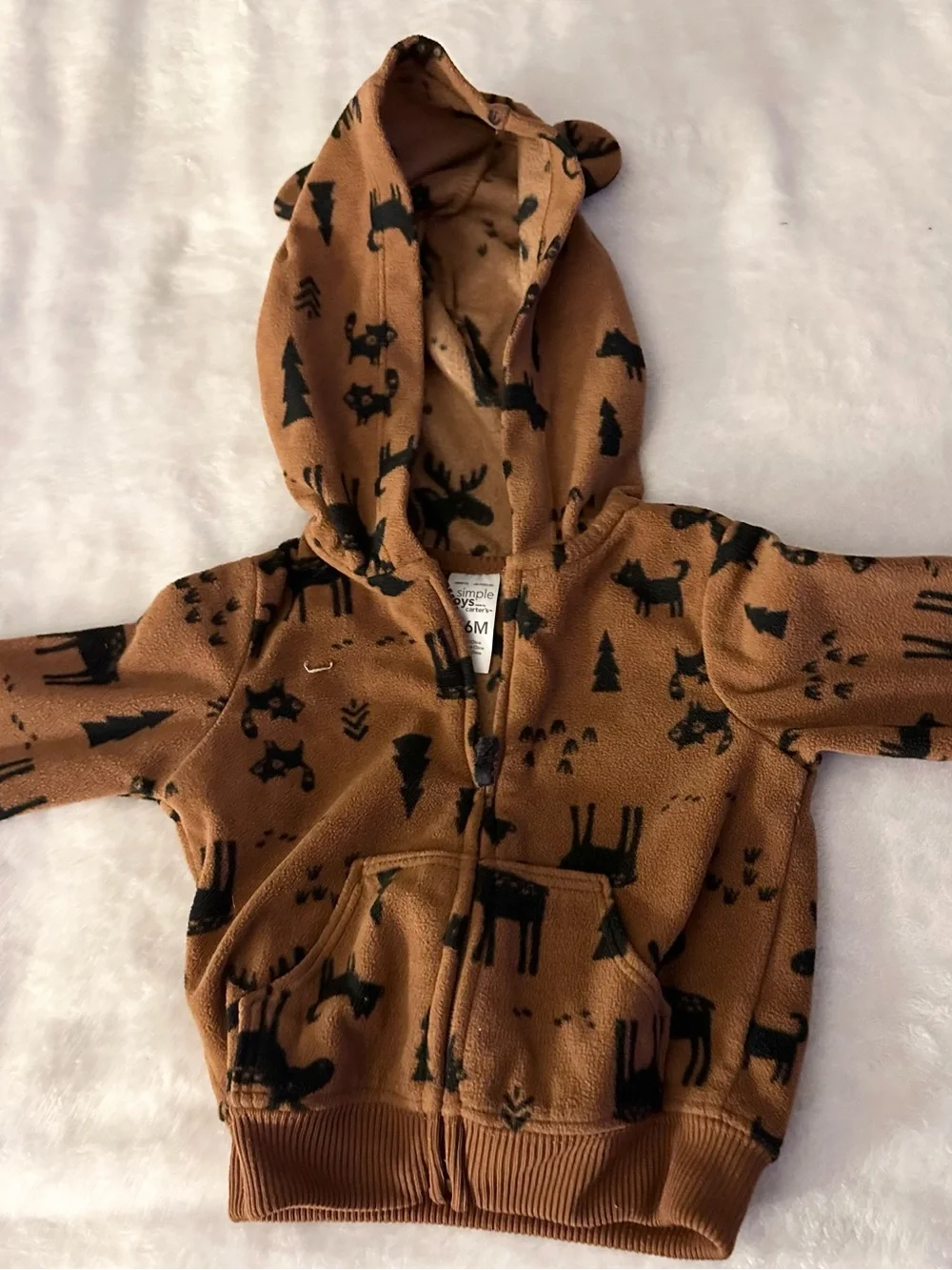 Rust Orange Fleece Onesie with Black Western Print